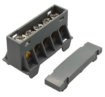 SEP AST16-51 verdeelblok grijs 5x16 mm&sup2; TS15 DIN-rail