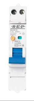 Spanningsonafhankelijke Smalle Aardlekautomaat C16 Aardlekautomaat 1p+n SEP (1 module breed) 30mA 6kA (18mm) 230V