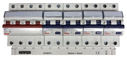 Gewiss kamrail - 1x 4P + 4x 2P (12 modules) - GW96073