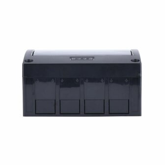 bovenzijde 8&nbsp;module&nbsp;zwarte&nbsp;miniverdeler met deur