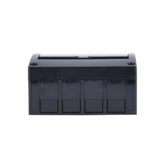 Onderzijde 8&nbsp;module&nbsp;zwarte&nbsp;miniverdeler met deur