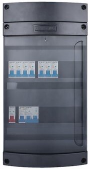 SEP Live-On Compact 1-fase 40A groepenkast met aardlekautomaten.Voorzien van 7-lichtgroepen en fornuisgroep. Uitgevoerd in comp