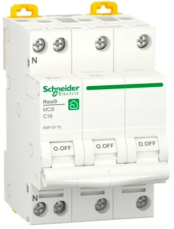 Schneider Installatie Automaat 3P + N 16A C-kar R9P19716