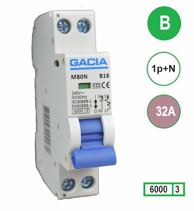 Gacia B32 installatieautomaat 1P+N