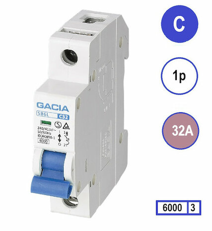 GACIA InstallatieAutomaat C32 1P - SB6L-1C32