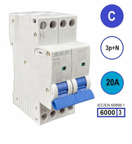 C20 SEP Installatie automaat 3P+N 6kA (36mm) - Krachtgroep