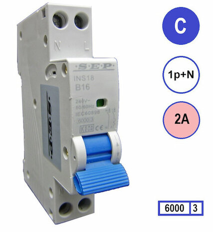 SEP INS18-C02 inst. 1p+n C2 6kA (18mm)