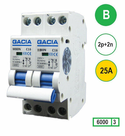 Gacia B25 installatieautomaat - Fornuisgroep 2P+2N