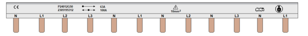 Kamrail 12 modules PIN - 3 fase (1x 3P+N - 4x 1P+N Boven) 10mm²