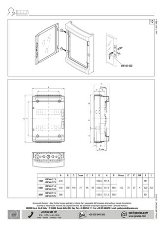 Lege Gewiss Verdeelkast 36 Modules IP65 · Gewiss GW40125 