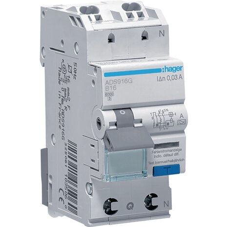 Hager Quick connect Aardlek Automaat (Haco) AardlekAutomaat (16A 30mA) - ADS916G