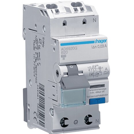 Hager Quick connect B20 Aardlek Automaat (Haco) AardlekAutomaat (20A 30mA) - ADS920D