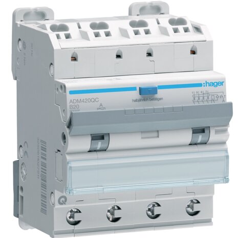Aardlekautomaat 4-p 20 A B-kar. 6 kA, 30 mA klasse A, quickconnect ADM420QC