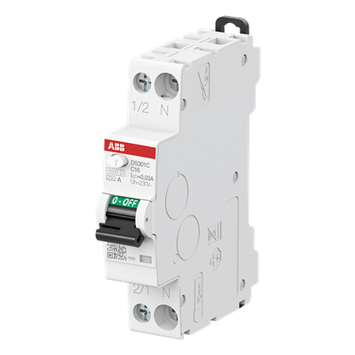 ABB DS301C C16 A30 RCCB Residual Current Circuit Breaker with Overcurrent Protection DS301C - 1P+N - Type A - 30 mA - C16