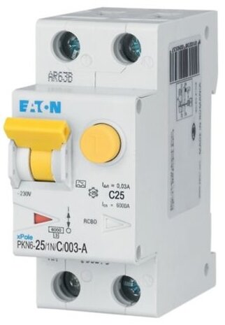 Eaton Aardlekautomaat (alamat) 1P+N 25A C-kar (30mA)