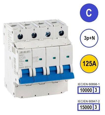 SEP C125 Installatieautomaat 3P+N 10/15kA (72mm)