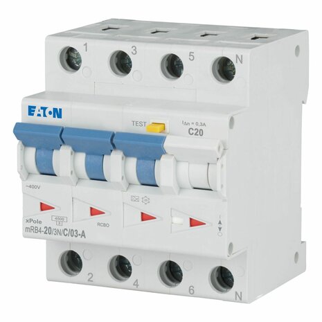 Eaton 120681 - C20 Aardlekautomaat 4 Polig 300mA (3P+N)