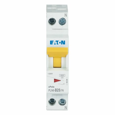 Eaton Installatie automaat B25 - 2 Polig (1P+N) / 25 Ampére / B-karakteristiek - PLN6-B25/1N-MW - 263166