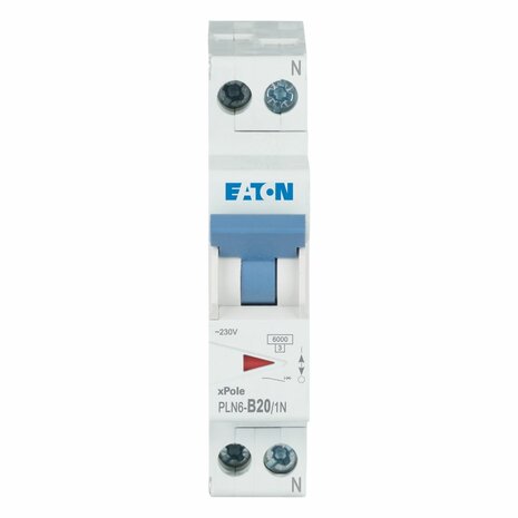 Eaton Installatie automaat B20 - 2 Polig (1P+N) / 20 Ampére / B-karakteristiek - PLN6-B20/1N-MW - 263165