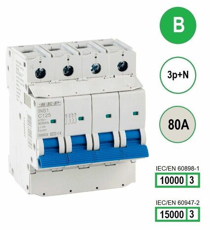SEP INS1 inst.aut 3p+N - B - 80A - 10/15kA