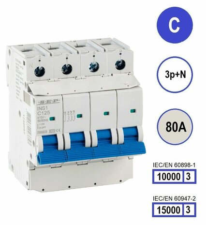 SEP C80 Installatieautomaat 3P+N 10/15kA (72mm)