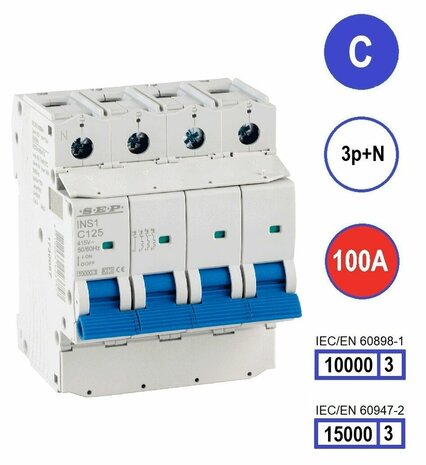 SEP C100 Installatieautomaat 3P+N 10/15kA (72mm)