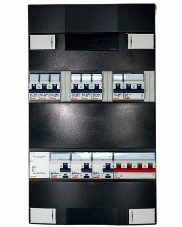 3 Fase Gewiss groepenkast met 7 groepen + Fornuisgroep & Beltrafo