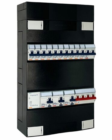 3 Fase Gewiss groepenkast met 10 groepen B16 + Fornuisgroep 2P+2N + Beltrafo 8VA