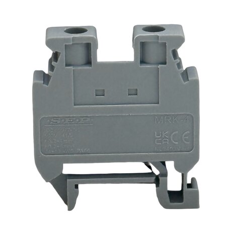 SEP MRK4-G mini rijgklem in grijs voor TS15 DIN-rail, geschikt voor geleiders van 0,2 tot 4 mm&sup2;. Compacte doorvoerklem m