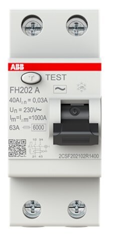 ABB HAF Aardlekschakelaar 2P 40A 30mA - FH202A 2CSF202102R1400