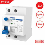 Gacia 63A - 1P+N aardlekschakelaar Type B (30mA)