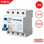 Gacia 25A - 3P+N aardlekschakelaar Type B (300mA)