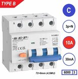 SEP C10 Type B aardlekautomaat 3P+N (30mA)