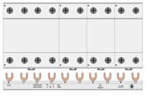 Kamrail 10 modules Vork - 3 fase (1x 3P+N - 3x 1P+N Onder) 10mm²